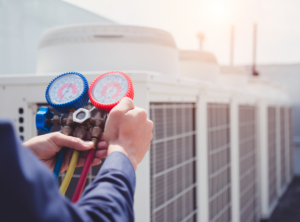 HVAC expert servicing ac system in Montgomery County, PA